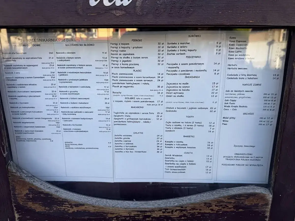 Naleśniki Pod Belkami Mikołów menu
