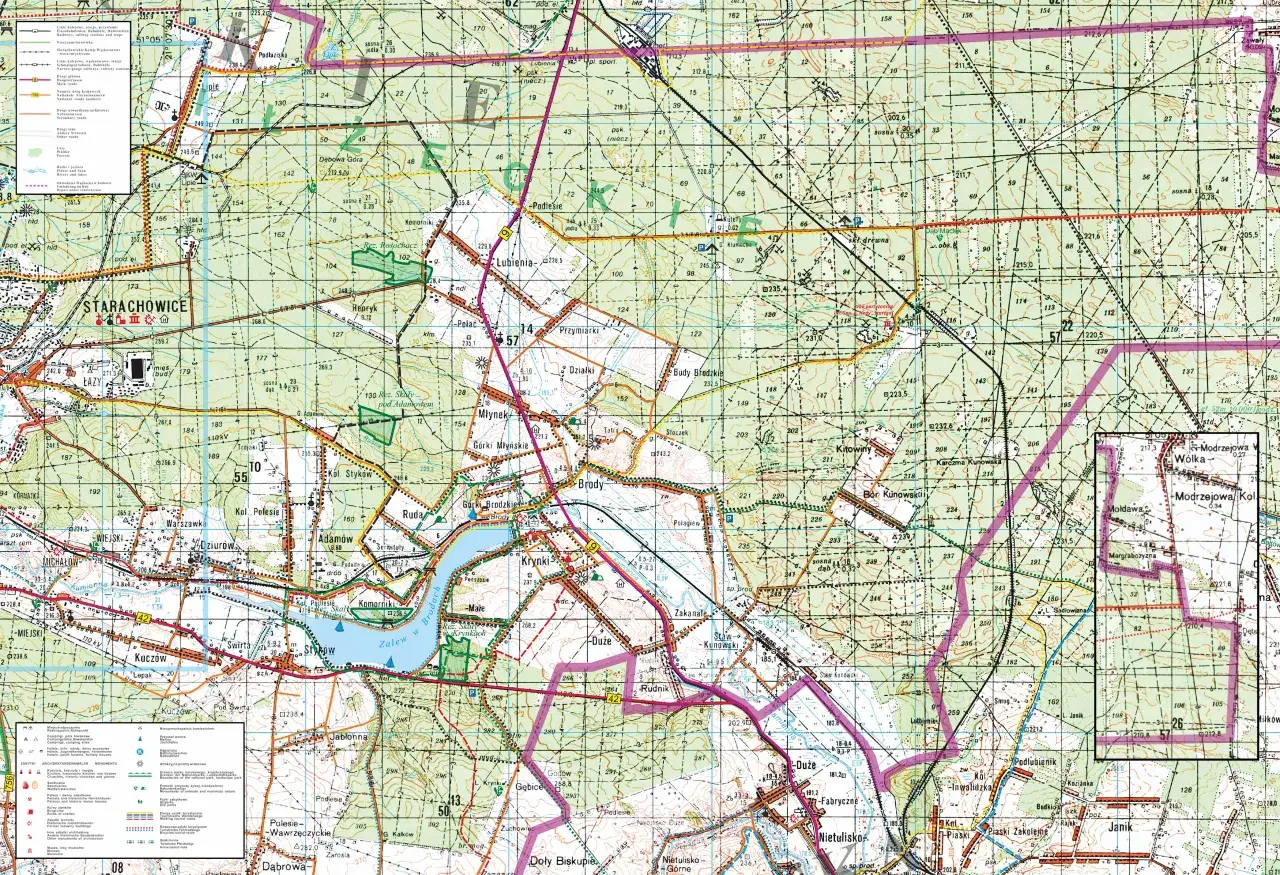 Mapa szlaków turystycznych Ryczów